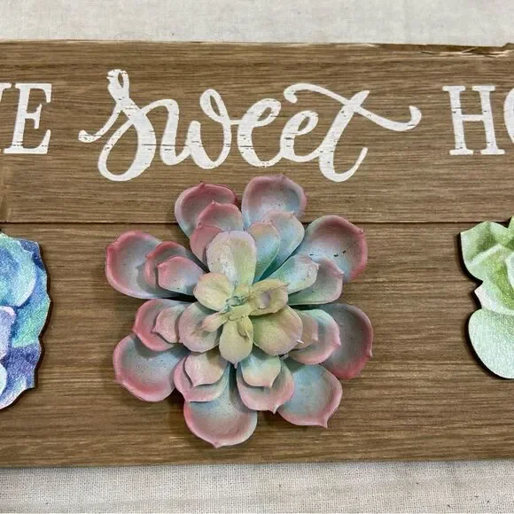 Brand New Home Sweet Home Succulent Wall Sign‎ - Picture 4 of 5